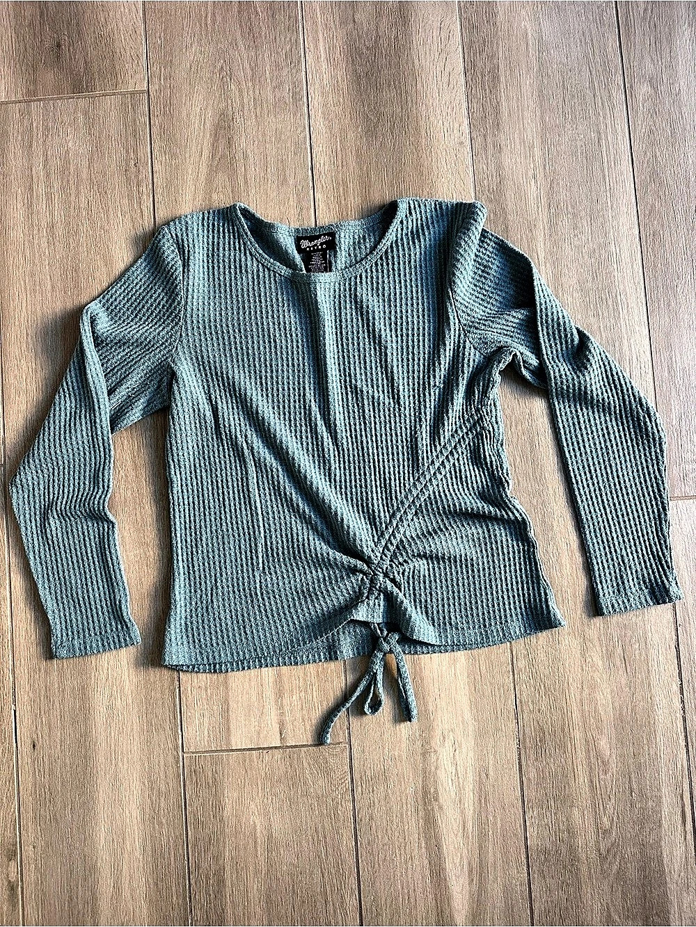 Wrangler Retro Long Sleeve Tie-Front Ribbed Top
